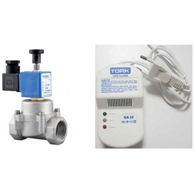 Resim Gaz Alarm +1'' Solenoid Vana Doğalgaz Lpg Güvenlik Seti 