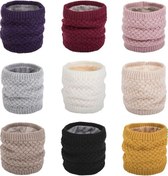 Resim Koyu Mor Unisex Moda Yumuşak Termal Yün Iplik Yaka Kış Daire Boyun Eşarp Koyu Mor 