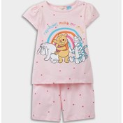 Resim DeFacto Kız Bebek Disney Winnie The Pooh Pijama Takımı Kısa Kollu Penye Üst Beli Lastikli Şort E4650A525HSPN69 
