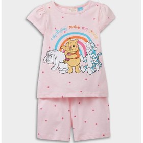 Resim DeFacto Kız Bebek Disney Winnie The Pooh Pijama Takımı Kısa Kollu Penye Üst Beli Lastikli Şort E4650A525HSPN69 