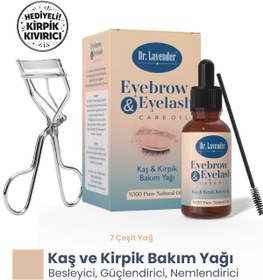 Resim Dr.Lavender 7 Doğal Yağlı Kaş Kirpik Bakım Serumu Kirpik Kıvırıcı Hediyeli Hint Yağı ve E Vitamini 30 ml 