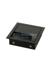 Resim Mat Siyah Masa Kablo Kanal Kapağı, Kare Fırçalı Lüks 80 80 Mm 
