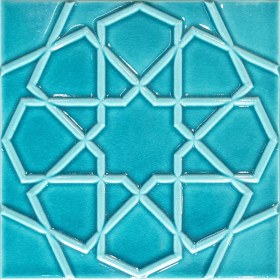 Resim Can Seramik - 20*20 Cm. Turkuaz Kabartmalı Selçuklu Yıldızı Çini Karo (5 Li 1 Paket) 