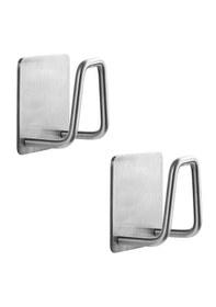 Resim Yapışkanlı Metal Banyo Mutfak Eşya Askılığı Al4467 2 Adet Gümüş 