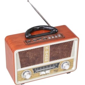 Resim Meier M-112bt Nostaljik Ahşap Retro Radyo Bluetooth Fm Sd Aux Usb 