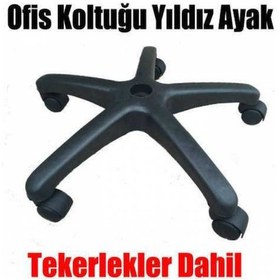 Resim Fullreyon Sekreter Ofis Büro Koltuğu Plastik Yıldız Ayak Ve 5 Tekerlek 
