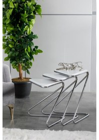 Resim Faymend Bumerang 3lü Sehpa 'gümüş Beyaz' Gold Beyaz 