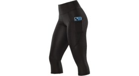 Resim Yüksek Bel Cep Detaylı Disko Diz Altı Kapri Tayt 