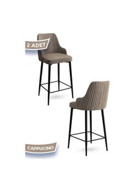 Resim Canisa Enox Serisi, 2 Adet Cappucino Sandalye Yemek Odası Bar Sandalyesi, Babyface Kumaş, Siyah Metal Ayak Sandalye Cappucino Ayaklar Siyah 