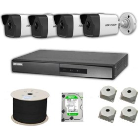 Resim Hikvision 4mp Mikrofonlu 4 Kameralı 500 GB Disk Tak Çalıştır Hazır Ip Kamera Seti 