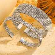 Resim 2 Adet Moda Minimalist Kadın Bileklik Seti, Paslanmaz Çelik Örgülü Geniş ve Dar Açık İşlemeli Bilezikler, Aile ve Arkadaşlar İçin Günlük/Düğün/Tatil Kullanımına Uygun Mükemmel Takı Hediyesi 