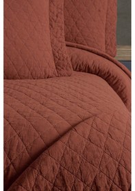 Resim Este %100 Pamuk Parça Boyama Yatak Örtüsü Seti 240 X 260 Kiremit Bej 