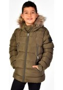 Resim Natürel Kürklü Erkek Çocuk Mont 51248-haki Haki 