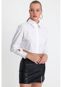 Resim Quhox Kadın Regular Fit Gömlek Beyaz 