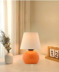 Resim Modern Tasarım Dennis Abajur Krem Şapka Parlak Turuncu Gövde Turuncu 