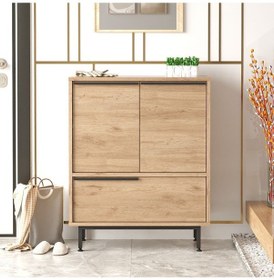 Resim Bohem Ayakkabılık Çok Amaçlı Dolap 3 Kapaklı Metal Ayaklı Sepet Boh8c-s Kahverengi 