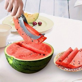 Resim Paslanmaz Çelik Karpuz Dilimleyici ve Diker - Karpuz, Mango, Hami Melon Düzenli Kesmek İçin Manuel Mutfak Aracı - Dayanıklı, Güç Gerektirmez, Yaz Tatlıları ve Serinletici İçecekler İçin Mükemmel, Karpuz Dilimleyici 
