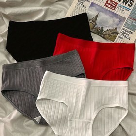 Resim 4 adet Kadın İnce Külot - Seksi Düz Renk Orta Yükselişli İç Çamaşırı, Dikişsiz Rahat Uyum, Nefes Alabilen Örgü Kumaş, %95 Elastan, Bayanlar İçin Sevimli İç Çamaşırı 