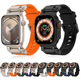 Resim iOs Watch Uyumlu Serisi 6 44mm Explorer Tpu Titanyum Yeşil Saat Bantı 