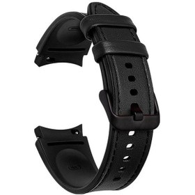 Resim 20mm Silikon Ve Deri Kayış Samsung Uyumlu Galaxy İzle 6/5/4 40mm 44mm Akıllı Saat Bandı Galaxy İzle 6 Klasik 43mm 47mm - Mavi 