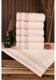 Resim Bronie 6'lı Pamuklu Su Emiciliği Yüksek 50 90 El Yüz Havlusu Pudra - Bej 