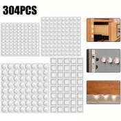 Resim 304 Adet Şeffaf Silikon Ayak Pedleri, Kendinden Yapışkanlı Çarpışma Önleyici Parçacıklar, Dolap Kapısı Sessiz Mobilya Çarpışma Önleyici Ayak Pedleri, 4 Boyut 