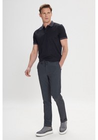 Resim AC&Co / Altınyıldız Classics Erkek Antrasıt Slim Fit Dar Kesim Beli Bağlamalı Gofre Desenli Yan Cepli Pantolon Antrasit 