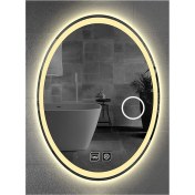 Resim Dnr-Mirror60xDnr-Mirror 80 cm Buğu Yapmayan Dokunmatik Tuşlu Makyaj Aynalı Kumlamalı Günışığı Ledli Elips Banyo Aynası 