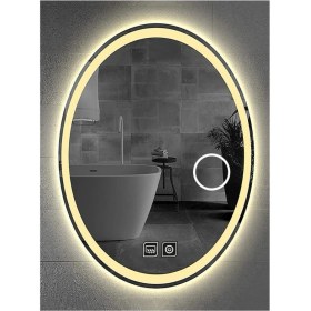 Resim Dnr-Mirror60xDnr-Mirror 80 cm Buğu Yapmayan Dokunmatik Tuşlu Makyaj Aynalı Kumlamalı Günışığı Ledli Elips Banyo Aynası 