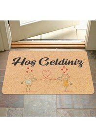 Resim Kopya - Hoş Geldiniz Yazılır Coco Görünümlü Dekoratif Dış Kapı Önü Ve Iç Mekan Paspası Metalik 