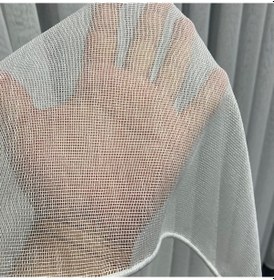 Resim Perdefony Keten Efekli Tül Perde Hazır Dikili Tül Perde Ekru Ekru 