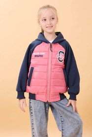 Resim Kız Çocuk İçi Peluşlu Kapüşonlu Kapitone Kolej Ceket - Gülkurusu / 6-7 Yaş 