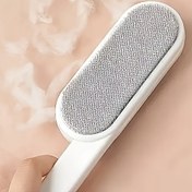 Resim 1 adet Çift Taraflı Manuel Toz Alma Fırçası, Giysiler, Yatak Örtüleri, Koltuk, Mobilya, Halı için Yeniden Kullanılabilir Evcil Hayvan Tüyü Temizleyici, Plastik Saplı Statik Elektrik Giderici, Elektrik Gerektirmez, Dökülen Tüyler ve Bakım için Köpek Fırçası 