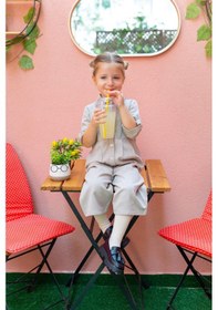 Resim Oliven The Kid Oliventhekid Yakalı Pileli Kız Çocuk Tulum Bej Bej 