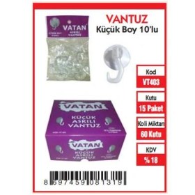 Resim Vatan Bayrak Vatan Vantuz Küçük 10'lu VT403 Beyaz Renkli Kolay Montajlı Dayanıklı Tasarım 