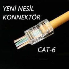 Resim Ez Rj45 Cat5- Cat6 Yeni Nesil Delikli Konnektör 100 Lü Paket 