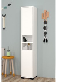 Resim Tokyo No.3 Raflı 2 Kapaklı Genç Odası Dolabı Beyaz 