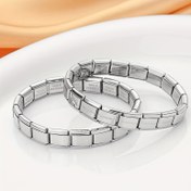 Resim 1 adet Şık Paslanmaz Çelik Charm Bileklik 18 Modüler Bağlantı ile - 9mm Genişlik, Günlük Giyim için Özel DIY Takı, Hipoalerjenik, Solmaya Karşı Dayanıklı, Kadınlar için Mükemmel, Rahat Aksesuar|Şık Bileklik|Dayanıklı Bağlantı Dayanıklılığı 