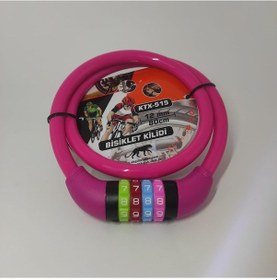 Resim Rengarenk Şifreli Motor ve Bisiklet Teker Kilidi Pembe 12mm-80 c 