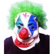 Resim Yeşil Afro Peruklu Palyaço Maske 