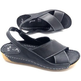 Resim Deritarz İlgen Hakiki Deri Ortopedik Kadın Siyah Renk Sandalet Siyah 