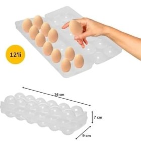 Resim Karokstore 12 Li Şeffaf Kapaklı Kilitli Yumurta Saklama Kabı Kutusu Aparatı 