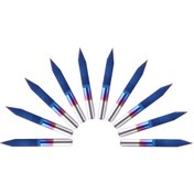 Resim Leezsing Tungsten Çelik V-uçlu Cnc Gravür Bıçakları, 3.175mm Şaft, 10 Adet, Düz Tabanlı Kesici Uçlar 