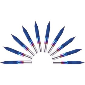 Resim Leezsing Tungsten Çelik V-uçlu Cnc Gravür Bıçakları, 3.175mm Şaft, 10 Adet, Düz Tabanlı Kesici Uçlar 