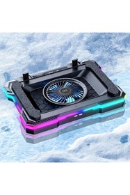 Resim Juo Yeti 2200rpm Rgb Işıklı Led Display Gaming Laptop Notebook Soğutucu Stand 