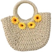 Resim Suntek Bohem Dokuma Çanta Ayrılabilir Omuz Askısı Yaz Bej Bej 