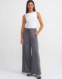 Resim Dilvin Pamuklu Bol Paça Pantalon Füme 