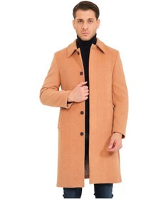 Resim Erkek Polo Yaka Açık Camel Yünlü Uzun Kaşe Kaban Açık Camel 