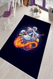 Resim Pelangi Lacivert Astronot Desenli Yıkanabilir Kaymaz Taban Leke Tutmazbebek Ve Çocuk Odası Halısı, Lacivert 100 x 300, 901357074100300 
