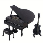 Resim 1 set 4 parça mini piyano seti - 1:12 ölçekli minyatür piano, beyaz ve siyah model ev dekorasyonu için uygun 